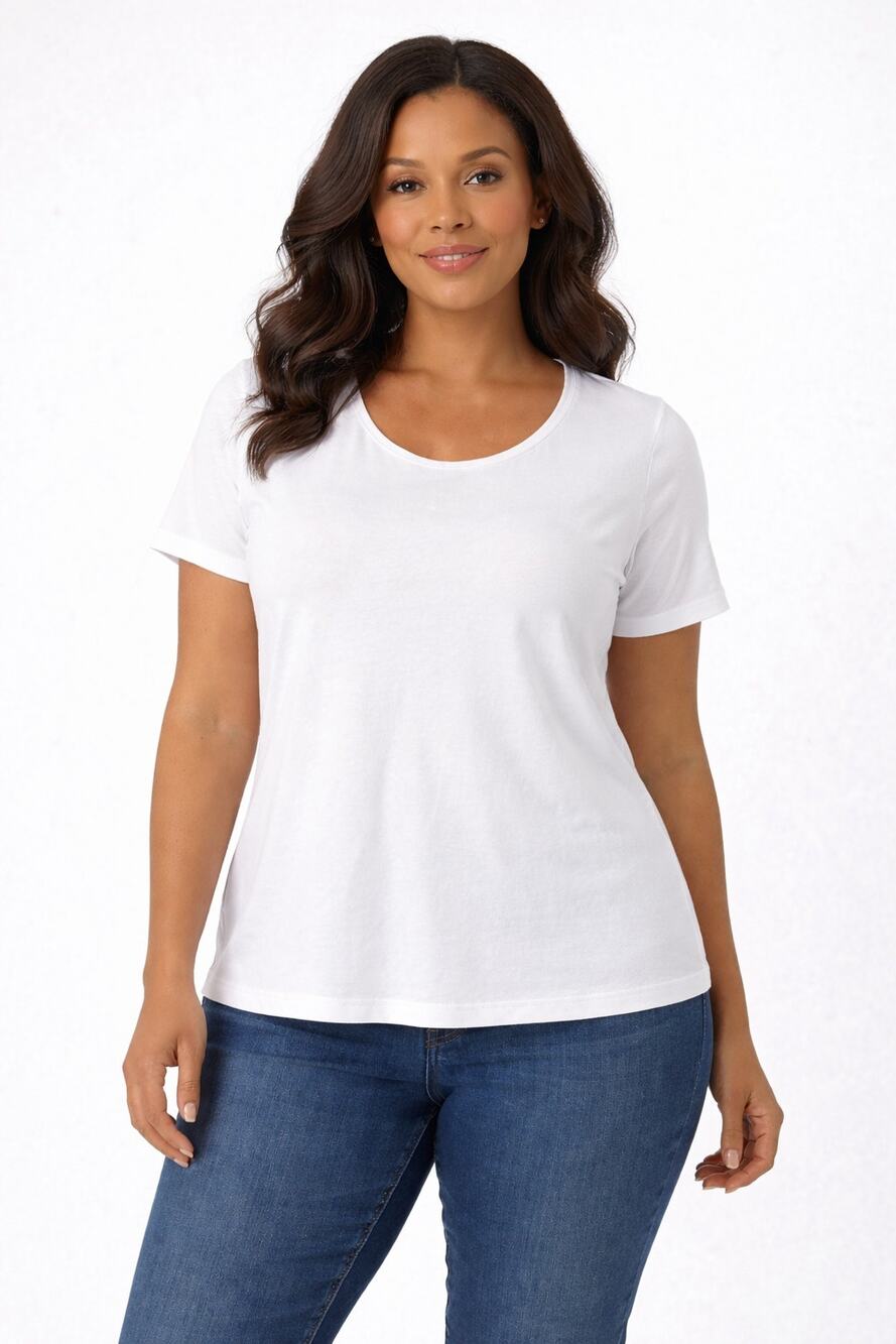 Isaac Mizrahi Live Women’s Medium White Cotton Scoop Neck Short Sleeve Top